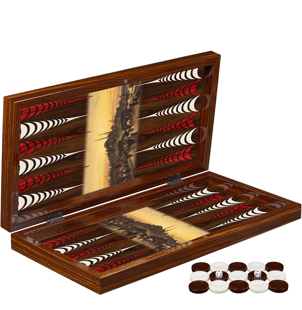 Fantastic Wooden Backgammon Galata Bridge High Grade Backgammon Chess Travel Chess Set Fine Wooden Chessboard Classic Chess Game