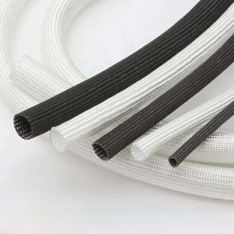 Tube en Fiber de verre blanc/noir 600 ° C, 1mm ~ 40mm, haute température, chimique, manchon tressé, protecteur de tuyau en fil souple