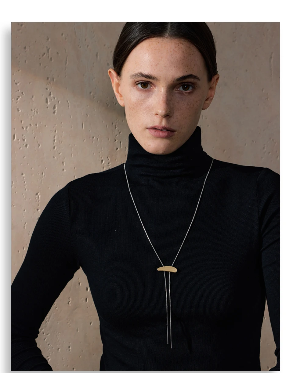 Yhpup 316L Edelstahl Exklusive geometrische verstellbare lange Pullover Kette Halskette Modeschmuck Zubehör wasserdicht – Detail 4