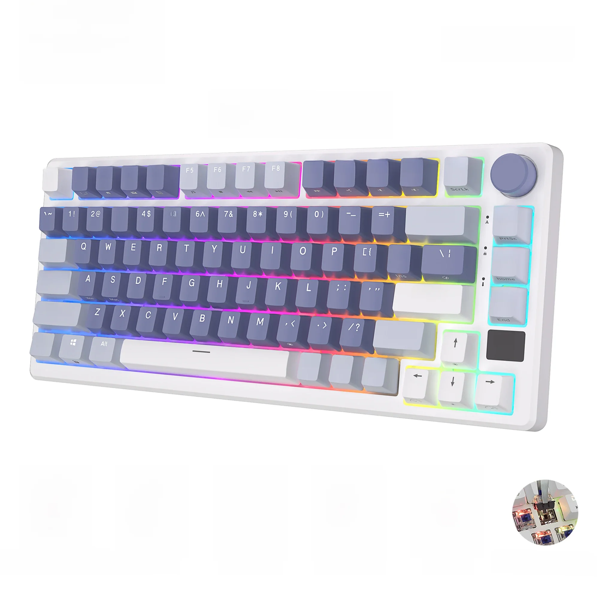 M75 RK ROYAL KLUDGE 2.4G Teclado Mecânico Sem Fio/Bluetooth/USB-C 81 Teclas RGB Hot-swappable Junta