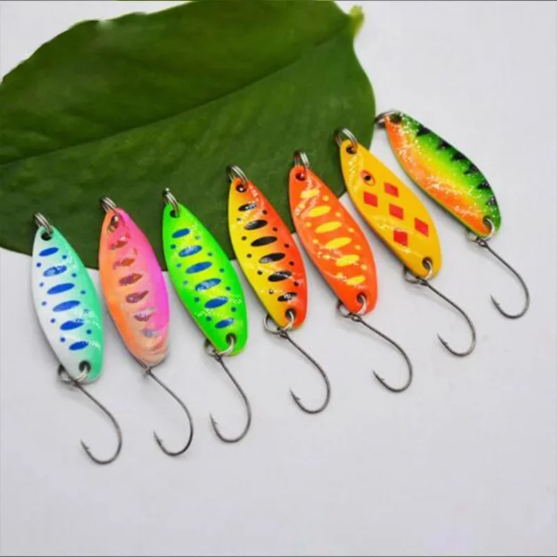7 sztuk/partia 3.5g 3.4cm sprzęt wędkarski przynęta wędkarska metalowa łyżka przynęta przynęta na pstrąga Bass łyżki małe twarde cekiny Spinner łyżka — zdjęcie 2