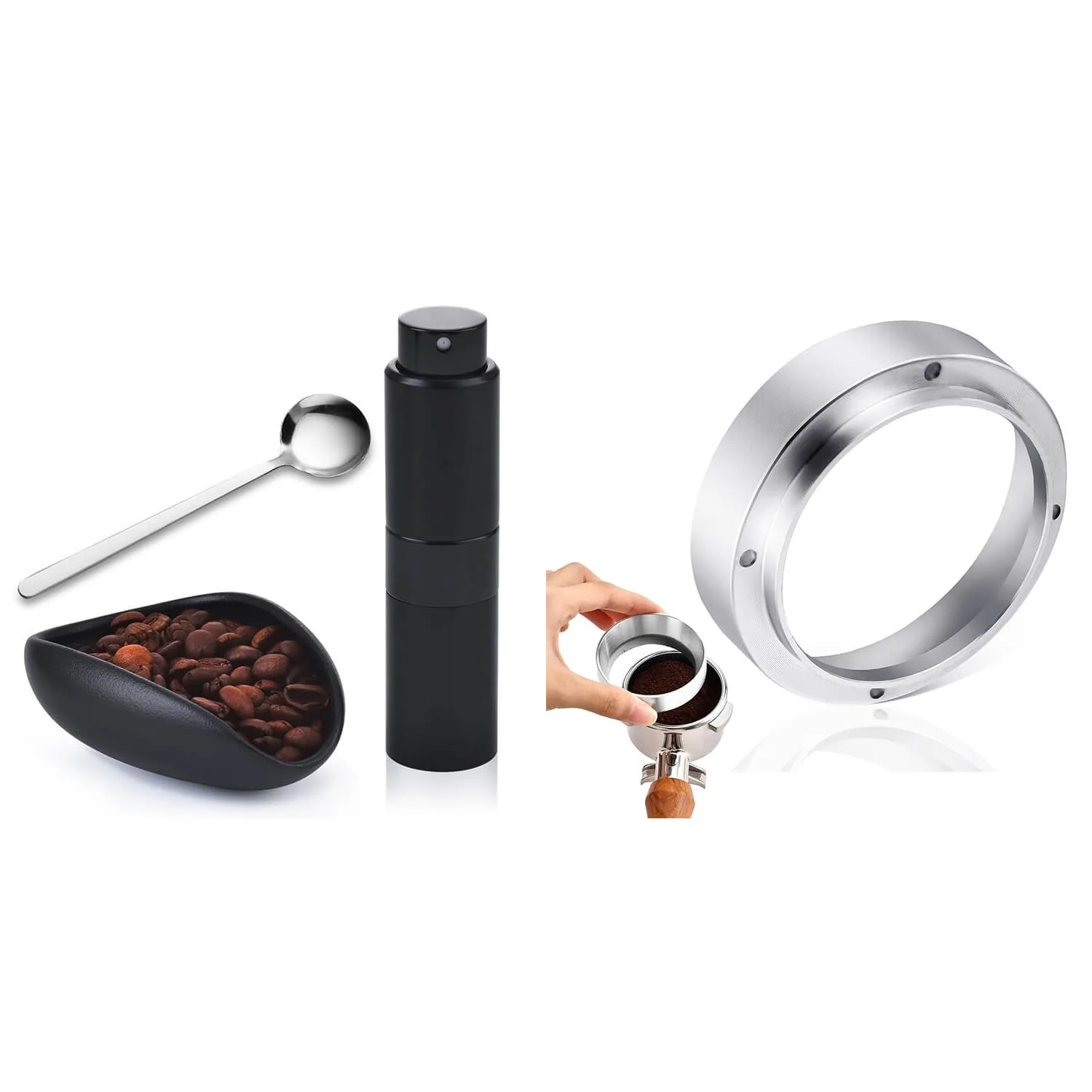 

Coffee Bean Weighing Bowl, Beans Dosing Cup Small Scoop And Spray Bottle Set & 53Mm Coffee Powder Rings, Coffee Powder Dosing Ri