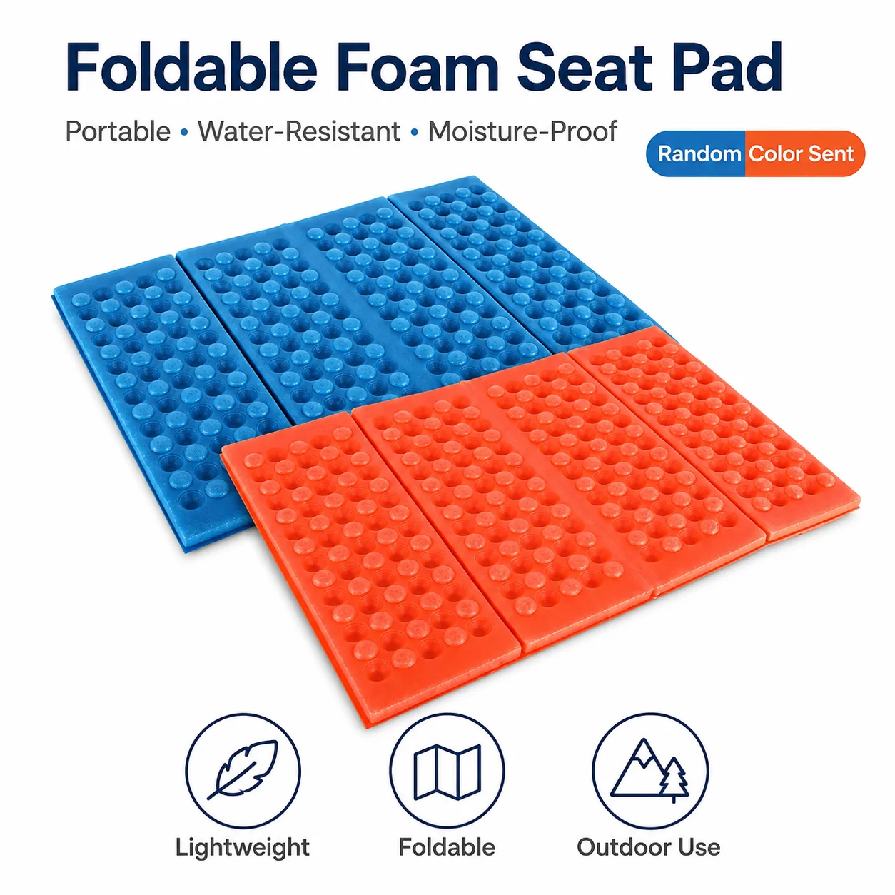 Foldable XPE Foam Seat Pad, Portable Water-Resistant Cushion for Camping, Hiking, Picnics, Fishing and Outdoor Use, Random Color