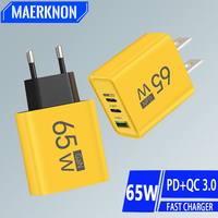 65W 3 Port GaN USB Charger Type C Fast Charging Phone Charger Adapter For iPhone Samsung Xiaomi Huawei Quick Charge Wall Charger