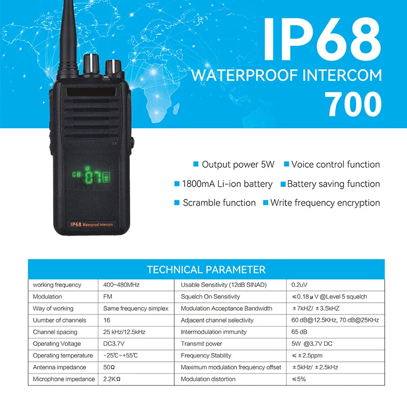 IP68 waterproof walkie talkie radios comunicador ham ptt uhf 2 way radio gmrs long range 100 km police radio vhf professional