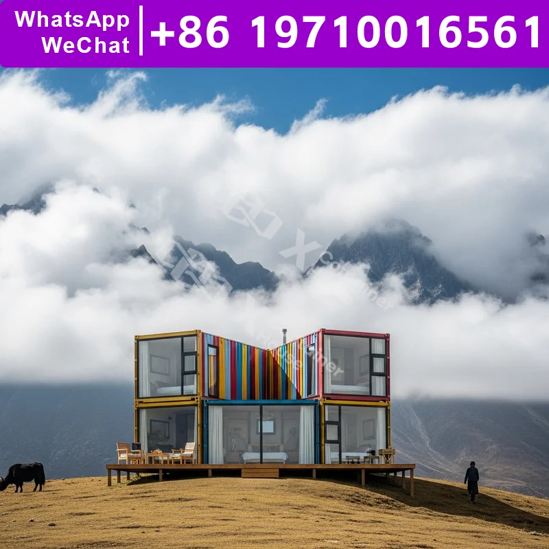 Container Buildings Double Wide Manufactured Homes Anti Rust Compact Prefab Cabins Commercial Shop Multi Layer Flat Pack House