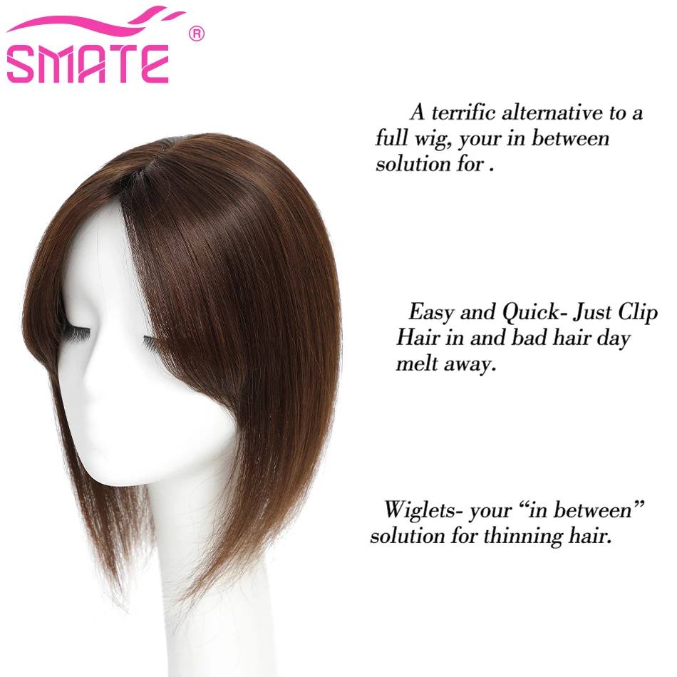 SMATE Straight Hair Human Hair Topper For Women Human Hair #2 Topper For Women With Thin Hair Clip-In One Piece Remy Human Hair