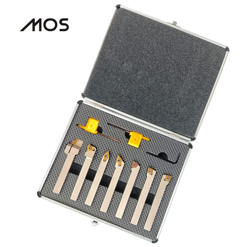 

MOS 7 Sets of 12mm Shank Nickel Plated Turning Tool Holder Sets With Case for Metal Machining Combined Cutting