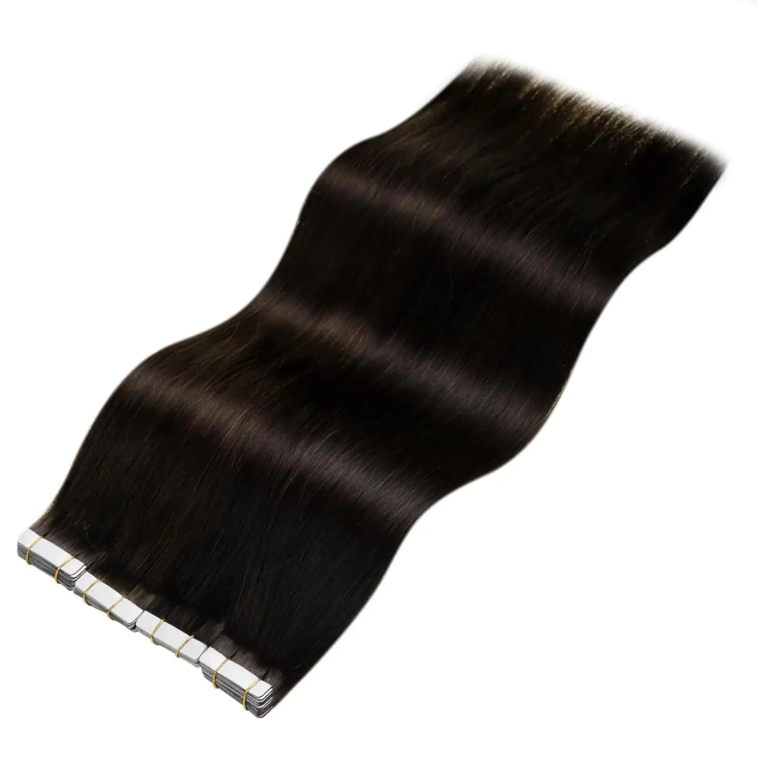 Cinta recta en extensiones de cabello humano para mujeres, 16 a 26 pulgadas, 20 piezas, 50g por paquete, cinta de cabello brasileño en Color natural #2