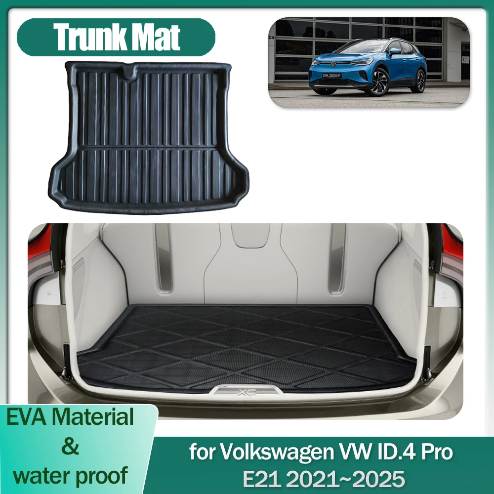 

Коврик в багажник автомобиля для Volkswagen VW ID.4 Pro E21 2021 ~ 2025, подкладка для багажника, напольный коврик для багажа, водонепроницаемый чехол, аксессуары
