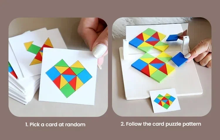 Montessori Spiegel Puzzle Spielzeug für Kinder Holz Frühe Pädagogische Spielzeug Logisches Denken Raum Training Gehirn Spiel Reise Spielzeug Geschenke – Detail 18
