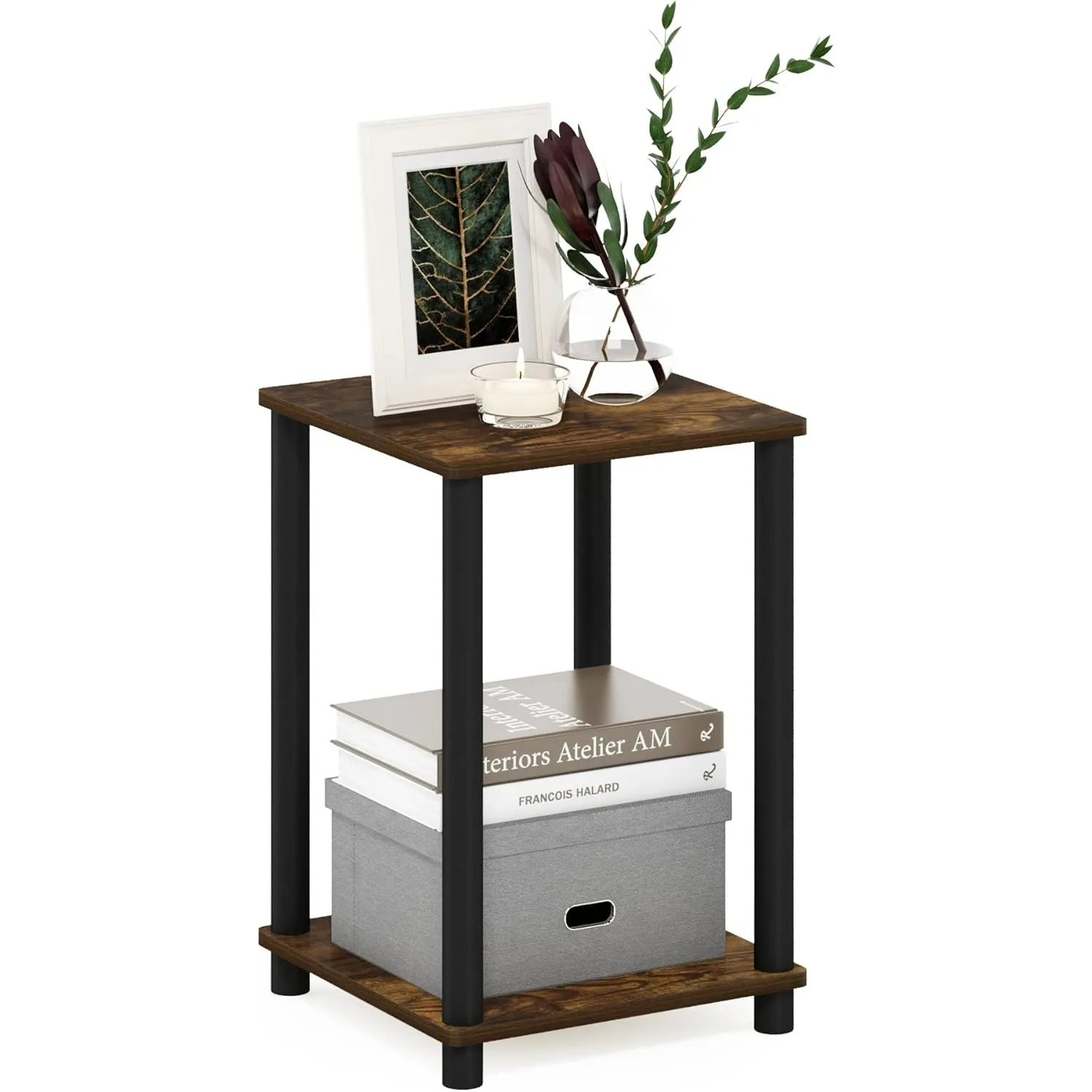 

Turn-N-Tube Haydn End Table, Amber Pine/Black,1-Pack, 2-Tiers,13.4(W)x13.4(D)x20(H) inches