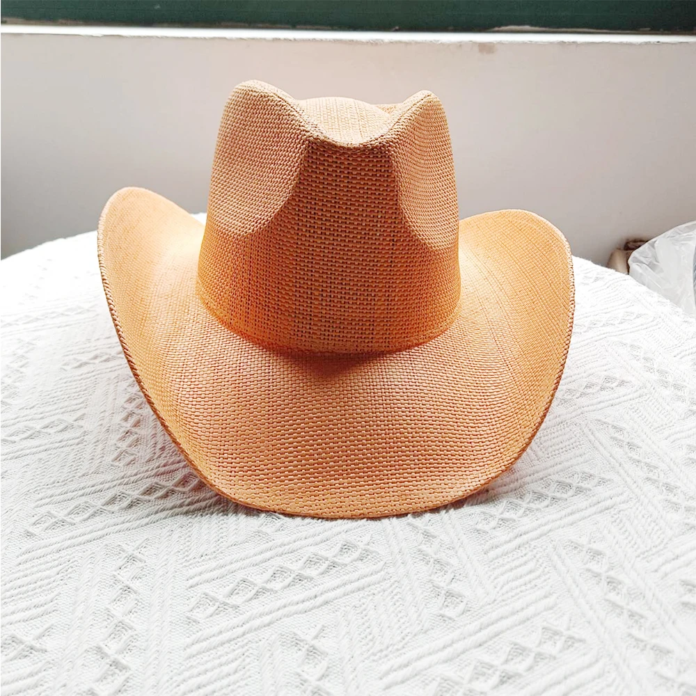 Cowboy hat summer lake blue cowboy hat unisex retro elegant straw hat jazz top cowboy hat panama hat travel beach hat wholesale