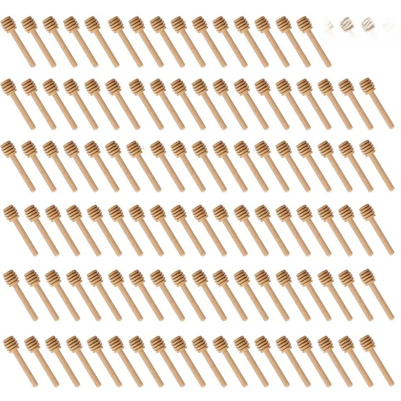 Hoge Kwaliteit Honing Roer Bar Mengen Handvat Pot Lepel Praktische 100Pc Houten Dipper Honing Lange Stok Levert Honing Keuken gereedschap - afbeelding 2