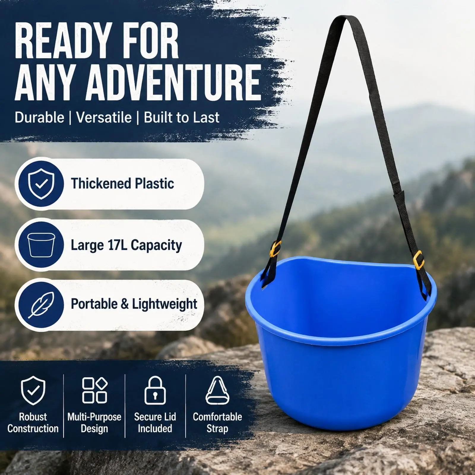 Back Pack Plastic Bucket Portable Fertilizer Spreader Harvest Picking Basket for Fruit Vegetable Seed Feed Storage Farm Work