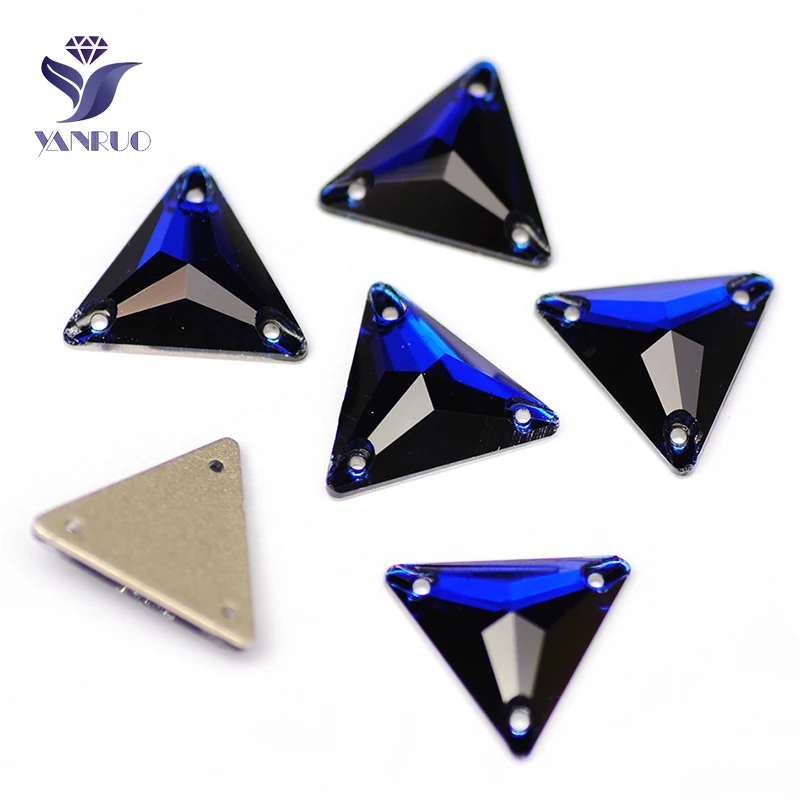 YANRUO 3270 All Sizes Cobalt Triangle Flat Back Strass Glitter Stones Handicraft Sew On Crystals Rhinestones For Clothes