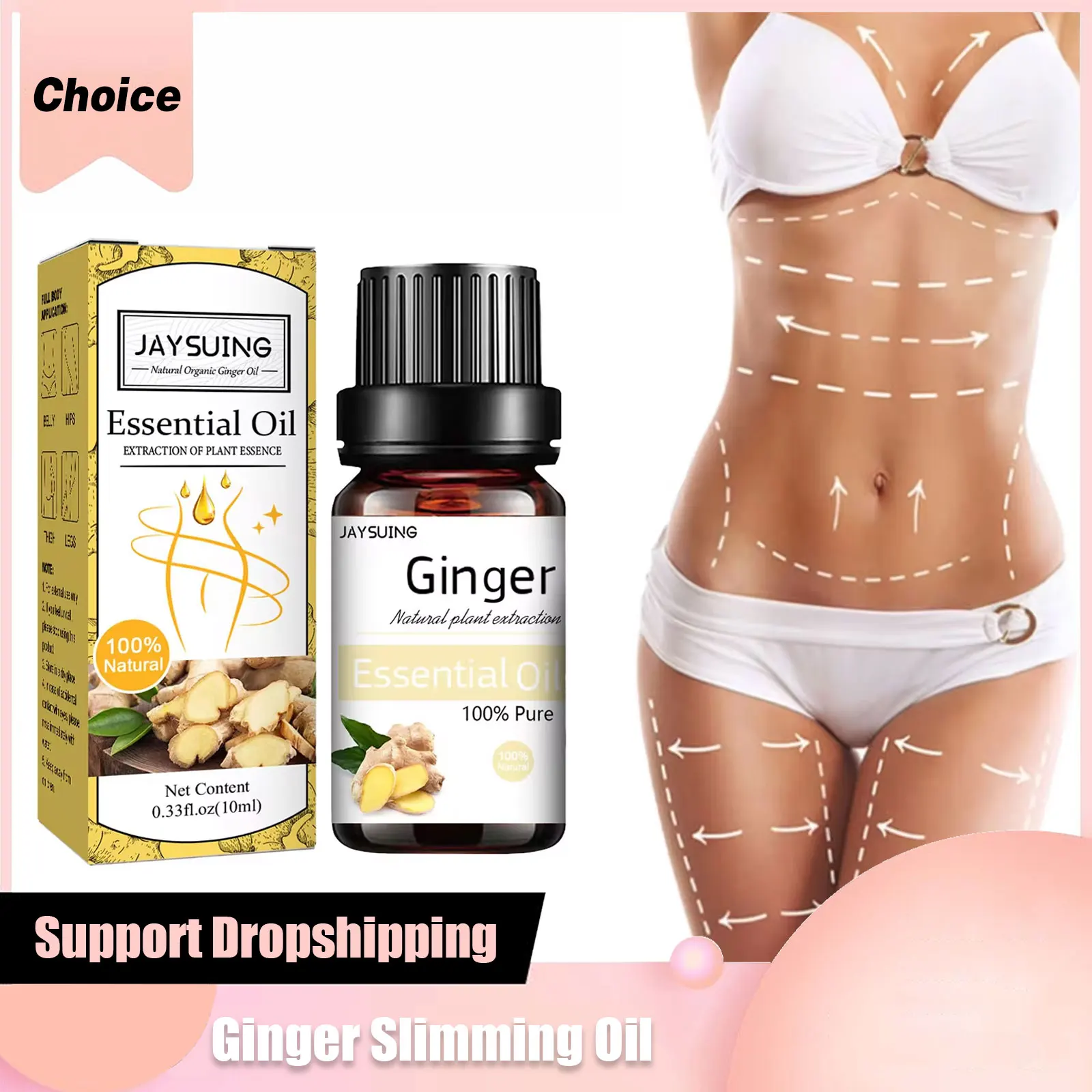 Aceites Esenciales adelgazantes de jengibre We-ight, pérdida de pierna delgada, cintura, vientre, cuerpo, reafirmante, moldeador, masaje anticelulitis, suero bu-rning de grasa