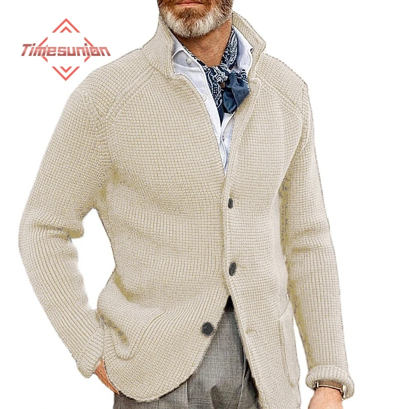 

Europe and America Sweaters for Men Slim Fit Stand Collar Knit Cardigan Man to Man Autumn and Winter Coat