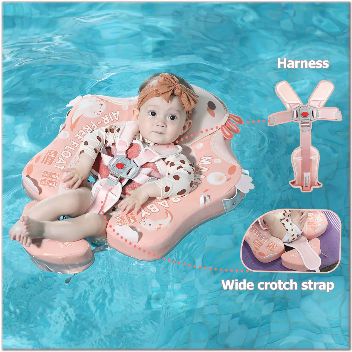 عوامة حمام السباحة للأطفال من Mambobaby Float Axie: مدرب سباحة آمن ومريح للرضع والأطفال الصغار، مظلة غير قابلة للنفخ للحماية من الأشعة فوق البنفسجية