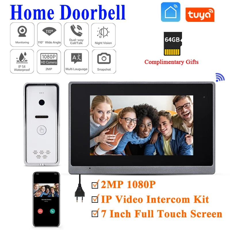 

UTP Cable TUYA WIFI Video Door Phone Intercom Home Security Access Control System Doorbell Camera Video Intercom For Villa