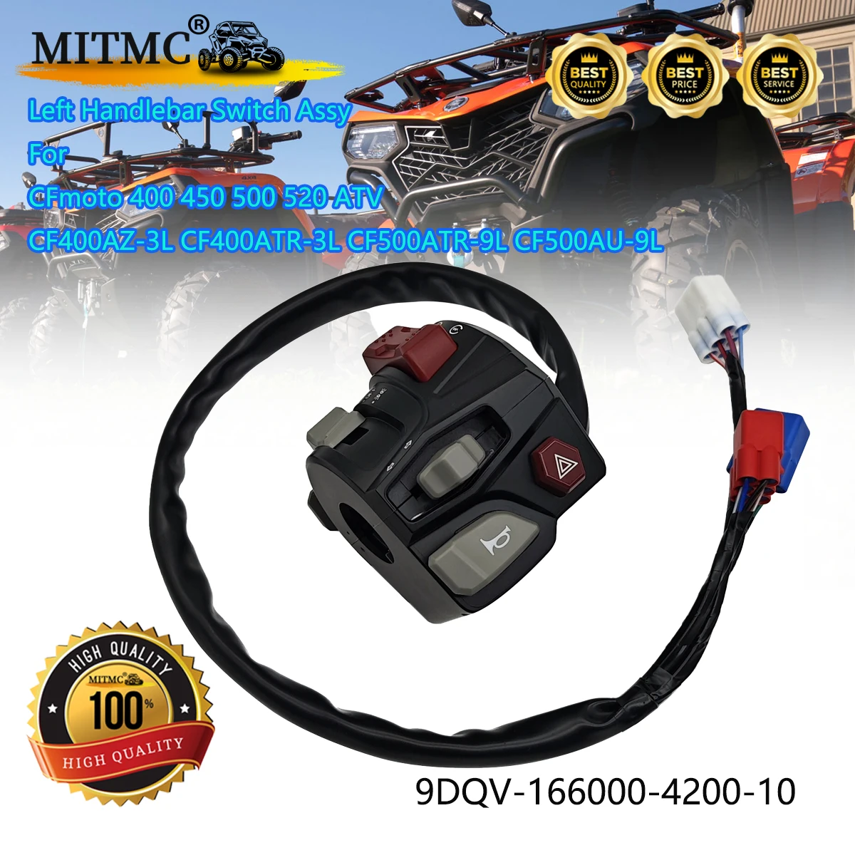 

Left Handlebar Switch Assy For CF 400 450 500 520 CF400AZ-3L CF400ATR-3L CF500ATR-9L CF500AU-9L ATV 9DQV-166000-4200-10