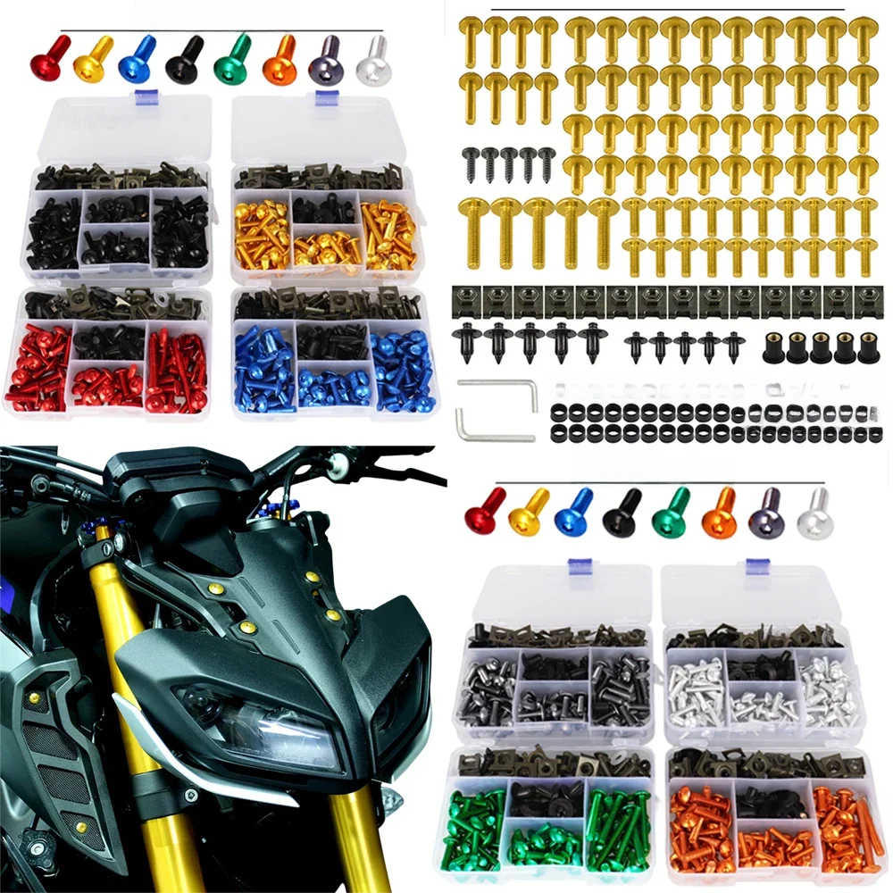195 pièces M5 M6 vis moto boulons vis boulon juste pour YAMAHA YZF R1 R15 R25 R3 R6 R125 R15 R25 MT03 MT07 MT10 Suzuki GSXR