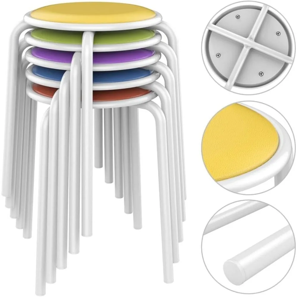 

Metal Stack Stools with Padded Seat Soft Bar Stools Portable Furniture Flexible Seating 17.7in Height
