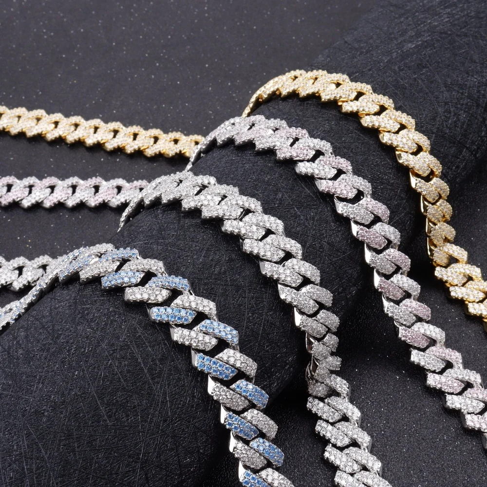 Iced Out 13MM Copper Cuban Link Chain For Men Women Micro Pave Rhinestones CZ Necklace Hip Hop Jewelry Gifts For Boy Friend