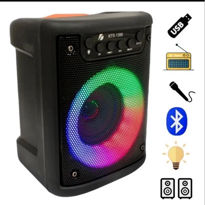 Caixa caixinha de som bluetooth kts 1350 led igual jbl auto falante 3 polegadas, toca pen drive, Rádio Fm, conecta uma na outra