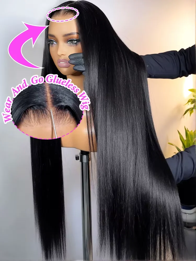 

36 Inches 13x6 HD Lace Frontal Wigs Bone Straight 13x4 Lace Front Brazilian Pre Plucked Glueless 100% Human Hair Wigs For Women