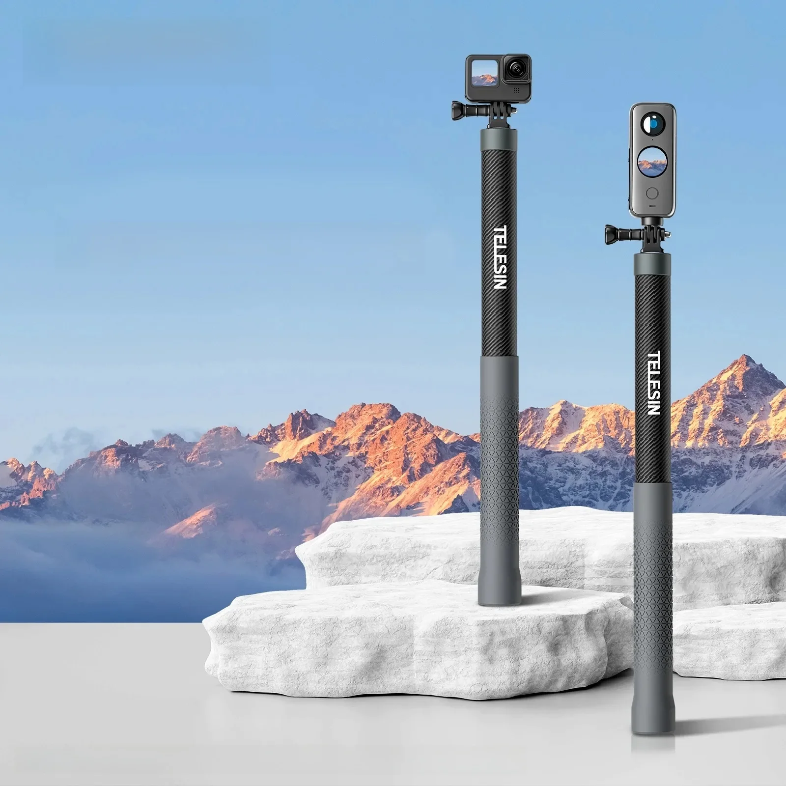 Telesin 3M 1.2M Niewidoczny kijek do selfie z włókna węglowego do Hero 13 12 11 10 9 DJI Action5 4 3 Insta360 X5 X4 Akcesoria motocyklowe — zdjęcie produktu 7