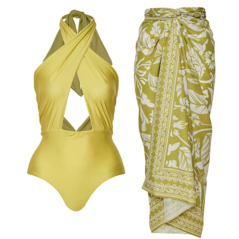 Vrouwen Een Stuk Badpak & Rok Badmode Cover Up Retro Vakantie Strand Jurk Backless Zomer Elegante Surf Slijtage Badpak