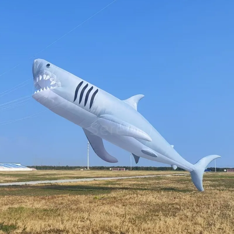 Giant 18M Shark Soft Inflatable Pendant show kite ripstop nylon fabric Line Laundry for Adults with LED or without LED for optio