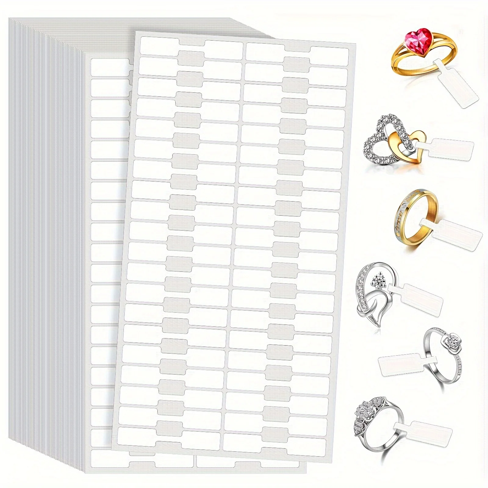 800 Pcs Jewelry Price Tags Stickers – Full-Adhesive Wrap-Around Labels for Rings, Necklaces & Display, Foldable Design