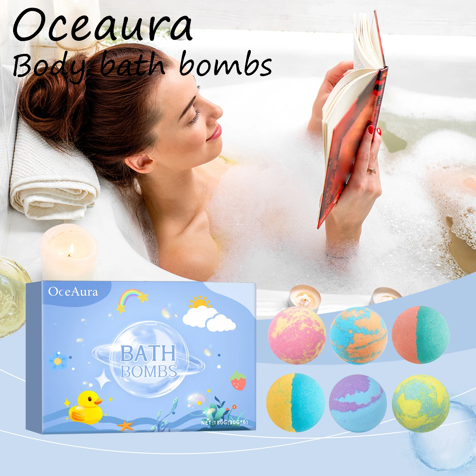

Oceaura Body Bath Bombs Lasting Floral Fragrance Cleaning Body Pore Dirts Nourishing Relief Fatigue Soothing Relaxing Bath Bombs