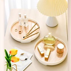 Nordic Wood Storage Tray Household Desktop Sundries Cosmetic Perfume Jewelry Key Plate Home Decorative Round Storage Trays