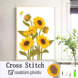 Photo Custom Cross Stitch Embroidery Kits 11CT Cotton Thread Painting DIY Needlework DMC Set Counted Printed on Canva