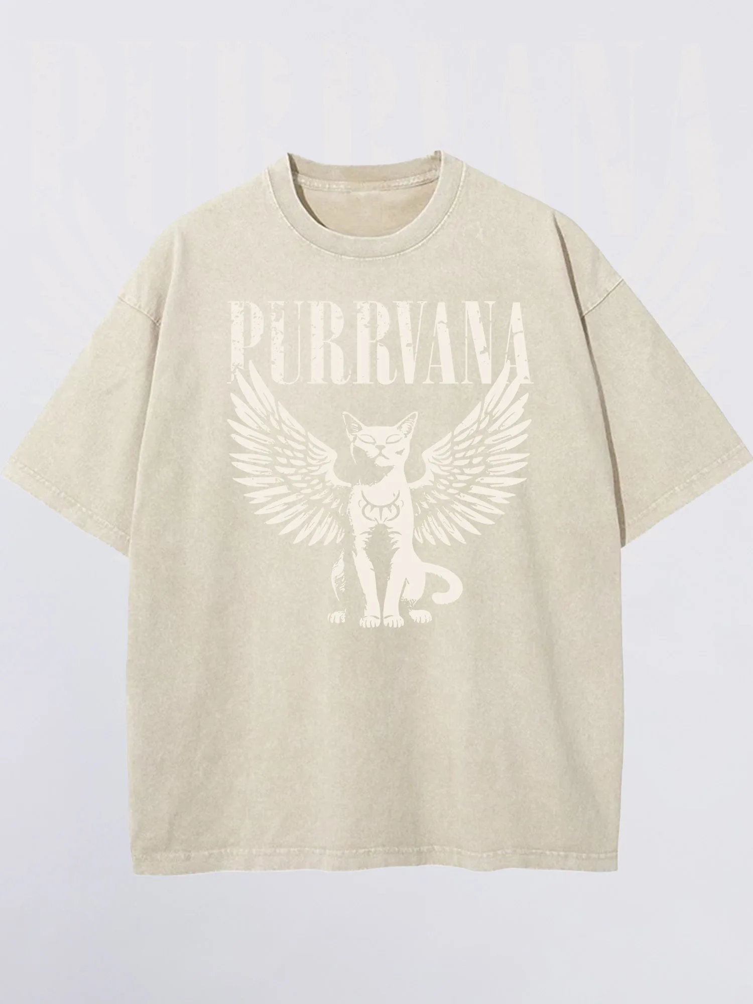 

Мужские футболки с принтом кота и крыльев абрикосового цвета, с короткими рукавами и круглым вырезом, свободные летние, 100% чистый хлопок, кислотная стирка, Рождество