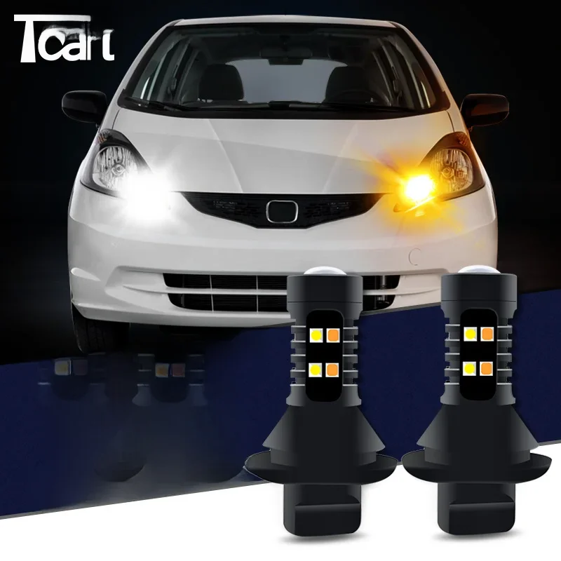 Akcesoria samochodowe do Honda Jazz Fit GE6/7/8/9 2007-2015 Światła do jazdy dziennej LED Turn Drl 2in1 — zdjęcie 2
