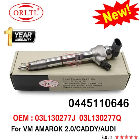 ORLTL 0445110646 신제품 연료 디젤 인젝터, 0 445 110 646, VM AMAROK 2.0/CADDY/AUDI 03L 130 277J 03L130277J 03L130277Q