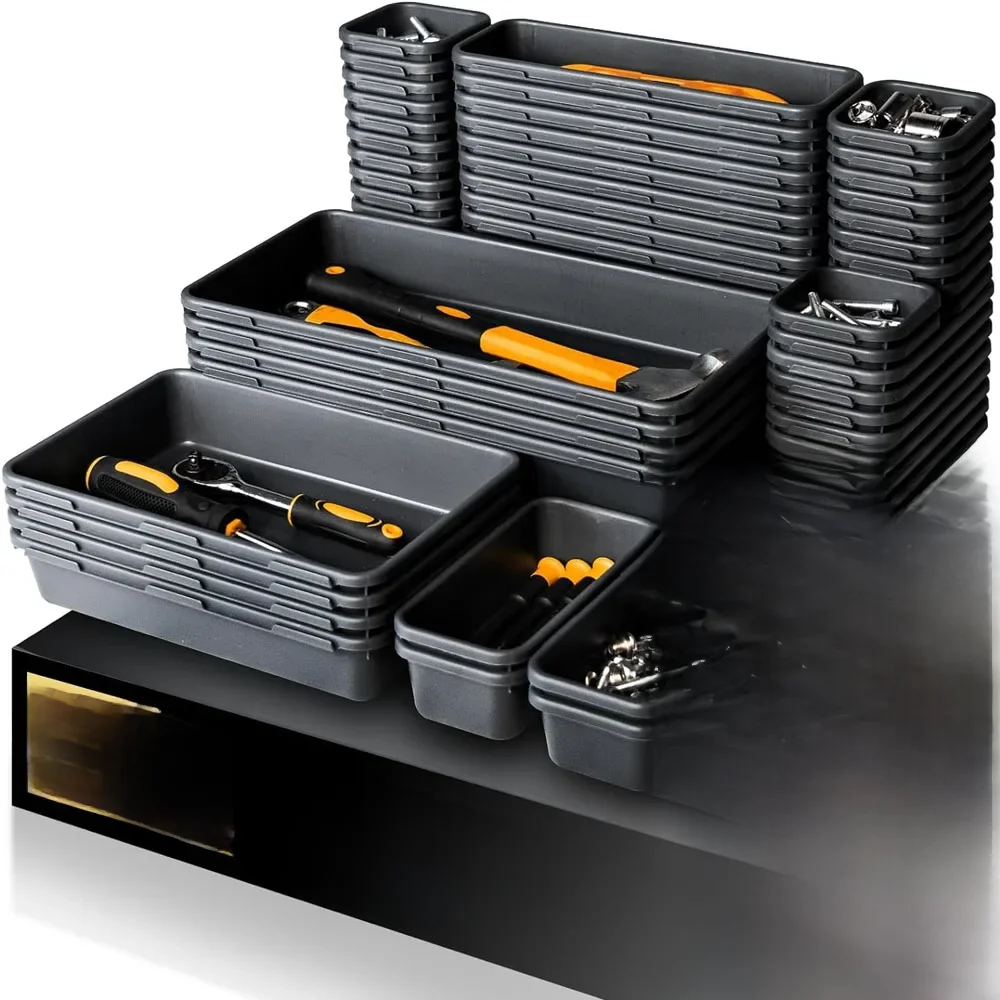 61/45/34/24/9PCS Bureau Lade Organisatoren 5 Size Grijpende Ondiepe Tool organizer Lade Verdelers Toolbox Opbergbakken Container - afbeelding 2