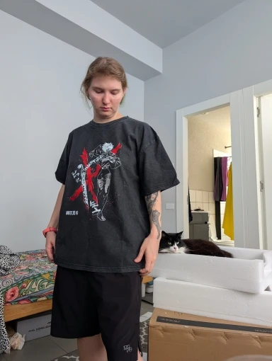 Jujutsu Kaisen T-Shirt – Oversized Washed Anime Pump Cover