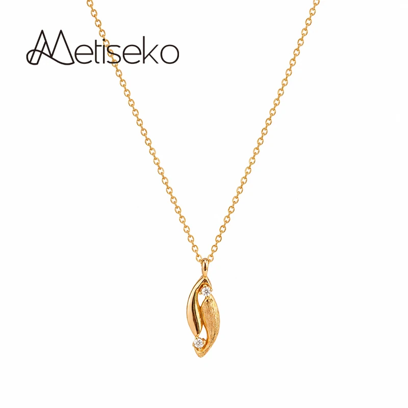 Metiseko 925 Sterling Silver 18K Gold Plated Two Fish Pendant Necklace with Zircon Double Fish Circle Jewelry for Women
