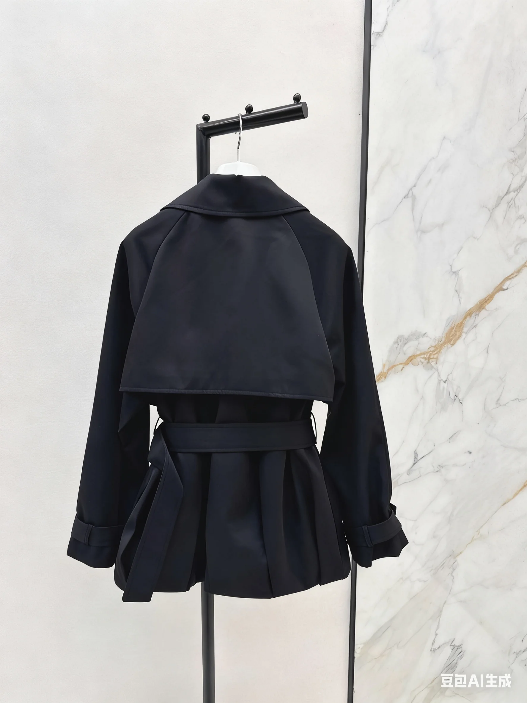 

2025 autumn and winter women's short floral bud trench coat with a lapel collar HL131