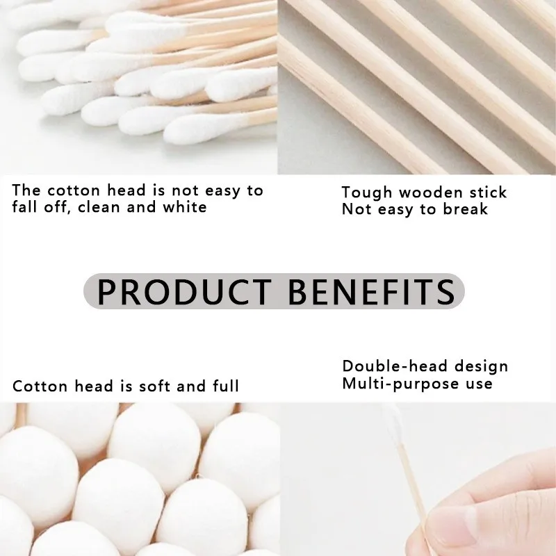 Coton-tige à Double tête pour femmes, bâton d'oreille, nettoyage Nasal, outil de maquillage, pointe de rouge à lèvres, nettoyage ménager quotidien, 300 pièces