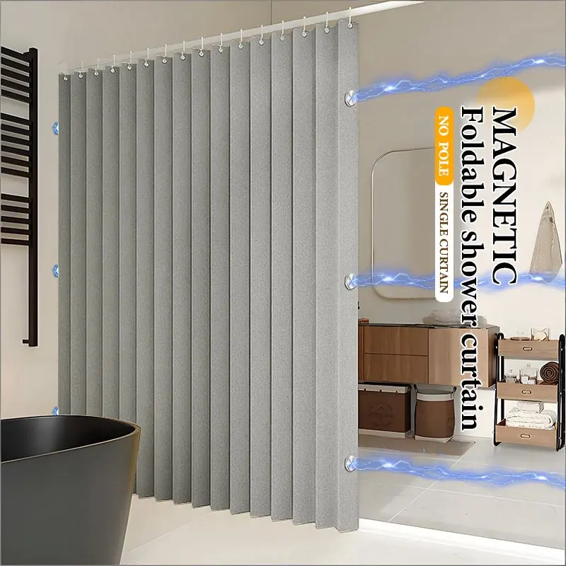 Cortina de Ducha Magnética Plegable, Impermeable, Divisor de Ducha para Privacidad, Decoración Elegante para Baño de Invitados