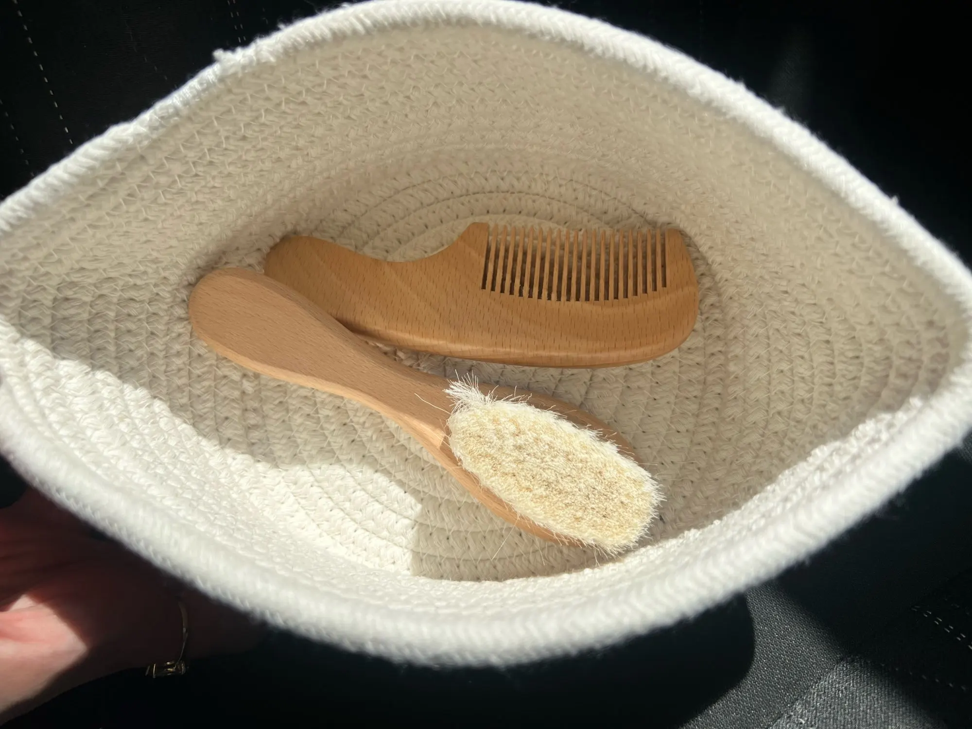 2pcs Wooden Baby Hair Brush Comb Soft Baby Bath Brush Clean Hair Body Gentlely Baby Protect Shower Baby Wash Care Tool photo review