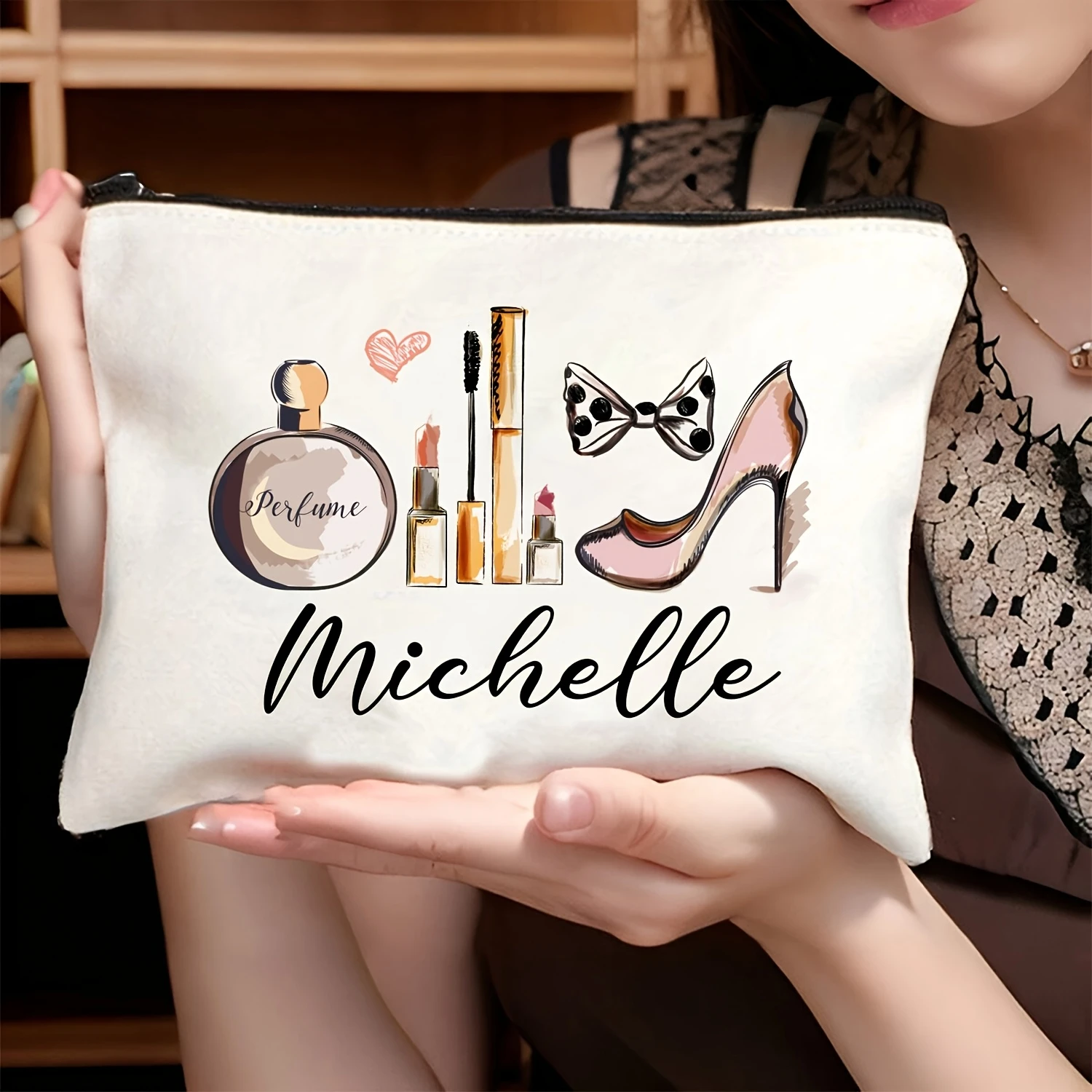 Custom Name Text Makeup Organizer Bag Lightweight Travel Toiletry Case Perfect Christmas New Year Valentine Holiday Gift
