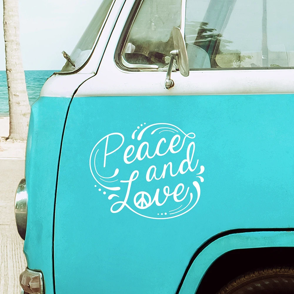 Estilo do carro paz amor adesivo, hippie van railer campista suv decalques acessórios filme adesivos peças de decoração automática