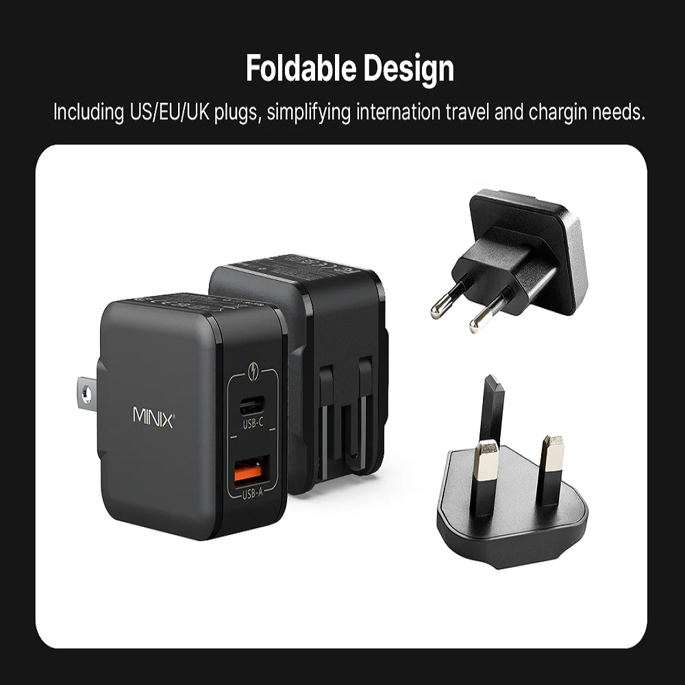 MINIX  P1mini 33W Supe Fast GaN power Charger for Samsung，for iPhone，For Mi, For HUAWEI , USB-C , USB-A QC4+,QC3.0 PD3.0, PPS